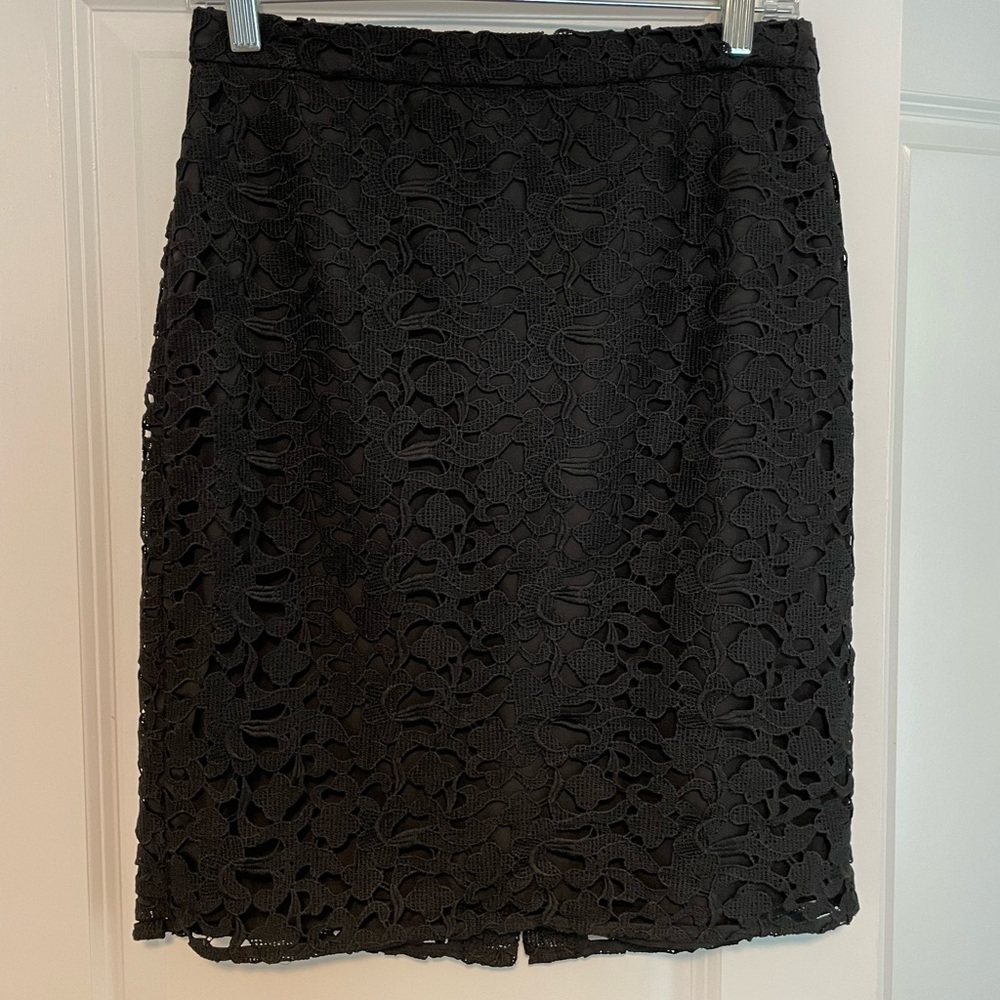 J Crew Black Lace Pencil Skirt